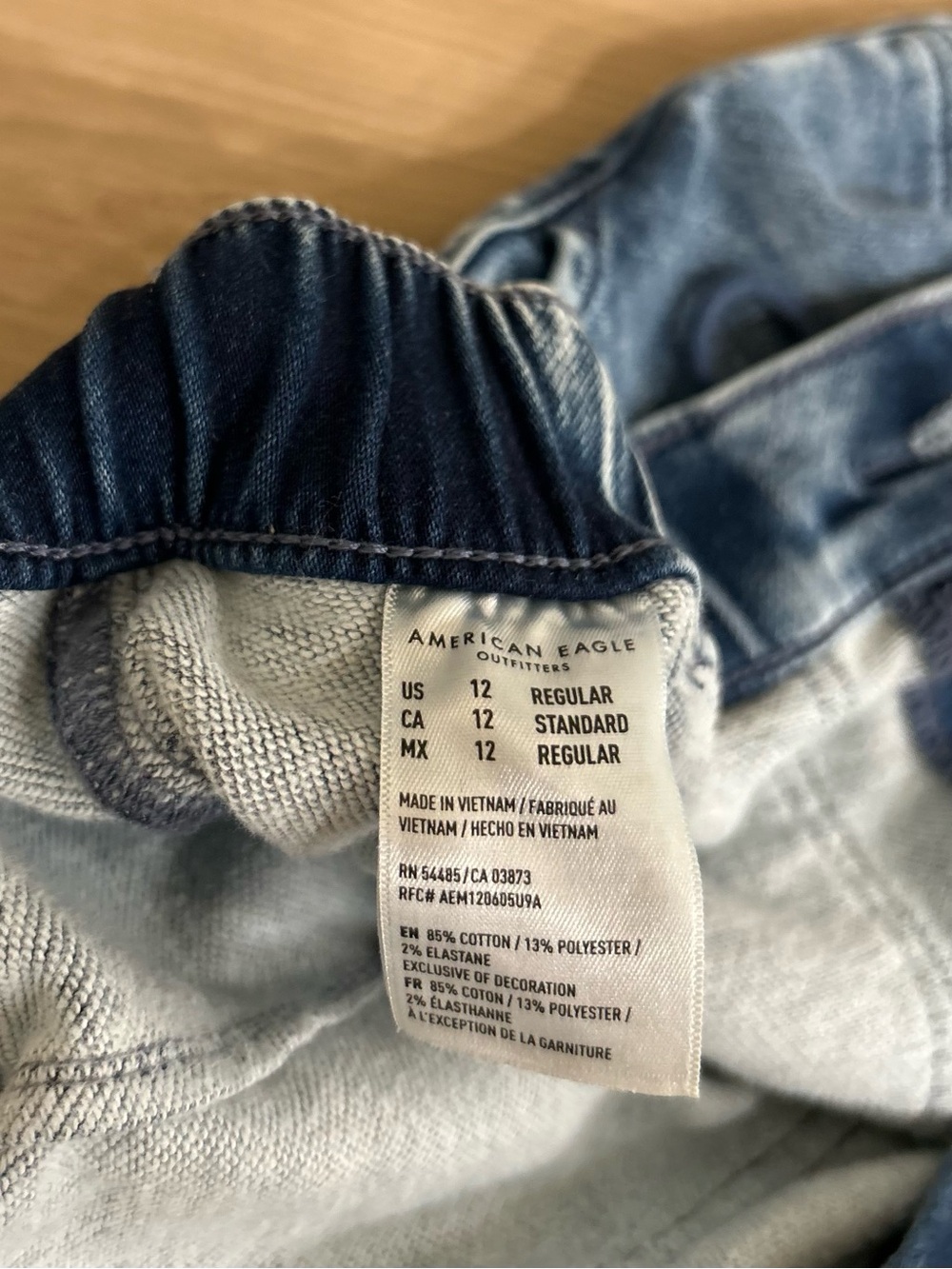 American Eagle Denim Jogger Jeans Women’s 12 Blue Stretch Elastic Waist Tapered - Picture 5 of 7